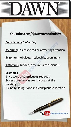 Conspicuous | Meaning, Synonyms, Antonyms & Example Sentences | Advanced English Vocabulary