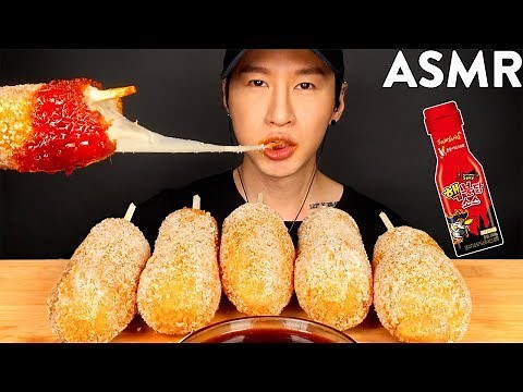ASMR CHEESY CORN DOGS + NUCLEAR FIRE SAUCE MUKBANG (No Talking) EATING SOUNDS | Zach Choi ASMR