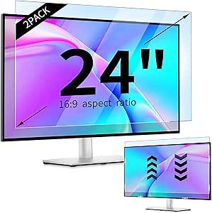 IPROKKO 【2 Pack】 24 inch Anti-Blue Light monitor Screen Protector for 16:9 Widescreen,Removable Anti Glare Blue Light Blocking Screen Filter，LED PC Anti-UV Eye Protection Filter Film
