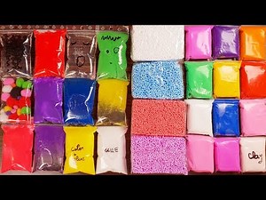 Cruncy Slime Smoothie - Making Slime With Bags Floam Bricks and Clay