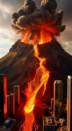 Núi lửa phun trào, thành phố ngập trong biển lửa - The city is swallowed by a sea of fire