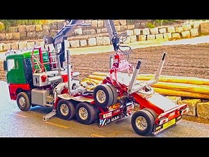 BIG RC Log Truck loading it´s Trailer! RC Timber-Time! GETTIN WOOD! RC Logging Truck!