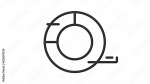 Animated doughnut chart line icon. Diagram elements animation. Operations management. Project presentation. Loop HD video with alpha channel, transparent background. Outline motion graphic Stock Video
