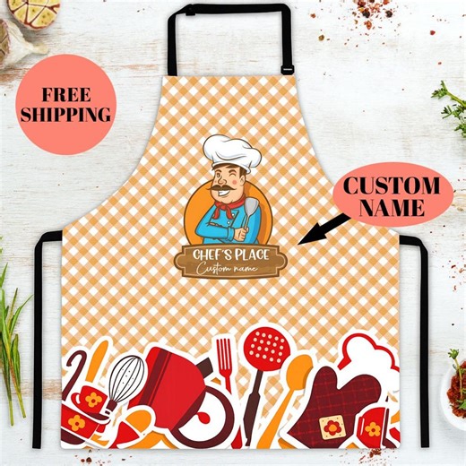 Personalized Apron Chef Hat Custom Chef's Name Cook Kitchen Cooking Apron& Adjustable Strap Customizable Gift for Chef - Etsy