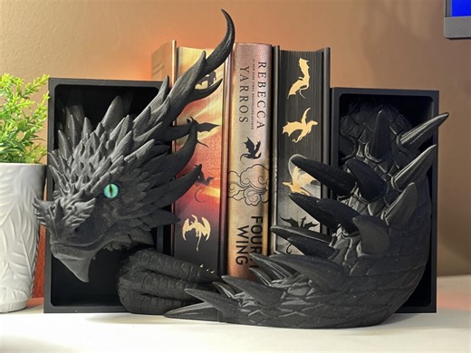 Dragon noir en armure à paillettes • Déco de livre fantastique • Cadeau dragon imprimé en 3D - Etsy France