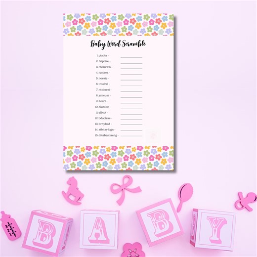 Baby Word Scramble Baby Shower Game | Printable Activity (instant Download) - Etsy