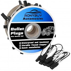 20 Count 2-Prong Double Female Bullet Plug Wire Harness Roll, 18 Gauge 2 Prong Continuous Wire Harness 6" Lead Spacing, for Marker Light Clearance Lights Trucks & Trailers