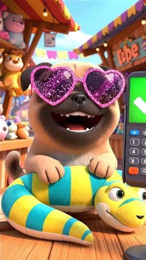 Cute Pug Buys a Giant Snake Toy at the Market! 🐶🐍💖