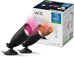 WiZ Connected LED Color Changing Outdoor Spotlight Extension - Starter Kit Required - Weatherproof - Control with WiZ App - Works with Google Home, Alexa, and Siri Shortcuts - 2 Pack