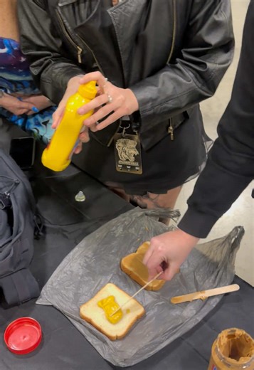 Me and the girls tried this peanut butter and mustard sandwich and it was actually really not that bad