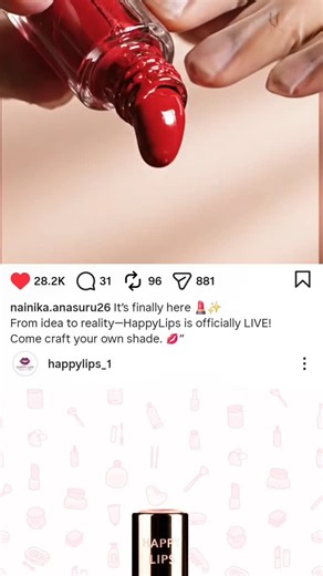 Happy_Lips on Instagram: "From liquid to lipstick. Crafted with care. Made for you. 💄 This is Happylips. #Happylips #nainika #lipstick #womenfashion"