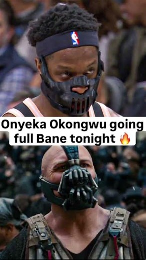 Onyeka Oknogwu with the Bane mask 🔥 #nba #basketball #batman