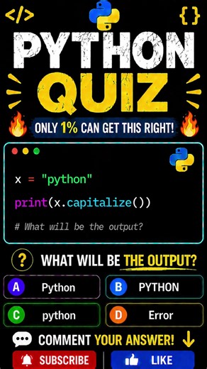 🔥 Easy Python capitalize() Quiz — But Most Get It Wrong! 🐍🤯 #Shorts