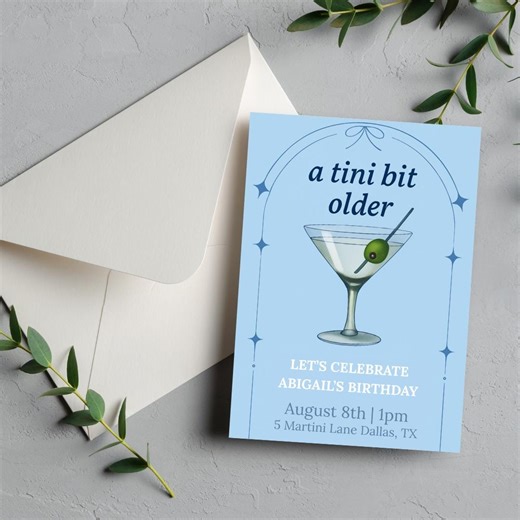 Chic Cocktail Birthday Invitation: Customizable Party Template (digital Download, 5x7" PDF/JPG/PNG) - Etsy