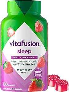 vitafusion Max Strength 10 mg Melatonin Gummies, Strawberry Flavored, Adult Melatonin Gummy Vitamin Supplement, 100 Count, 50 Day Supply