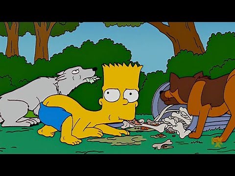 Bart is living with wolves in the wild [The Simpsons]