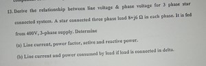 Derive the relationship between line voltage \& phase voltage f... | Filo
