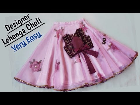 Designer Lehenga Choli Cutting and Stitching/Full Umbrella Lehenga Cutting/Organza Lehenga Designs