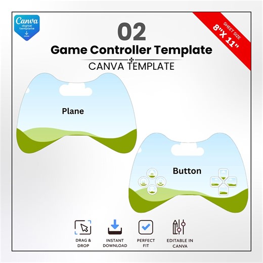 Gaming Controller Party Template, Editable Canva Game Controller Cutout, 8.5x11 Printable Video Game Party Decor, Digital Download - Etsy