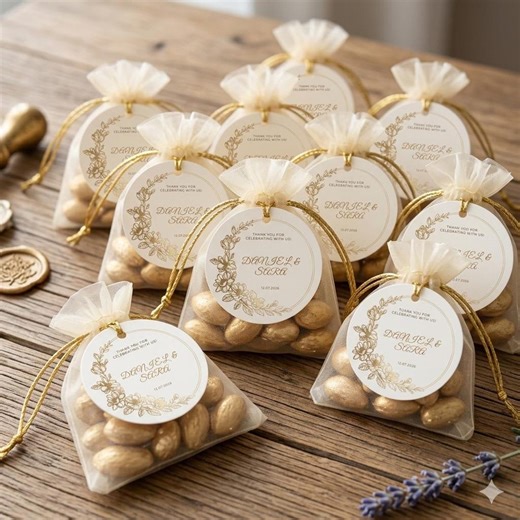 Custom Gold Floral Wedding Favor Sticker Template (digital Download) - Etsy