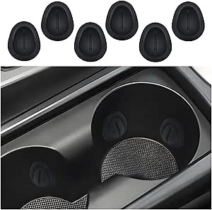 6PCS Car Cup Position Limiter,Silicone Car Cup Holder Insert with Self-Adhesive,Universal Interior Car Accessories Anti Shake Cup Coaster for Stabilizing Bottle Fits Car Truck SUV (Black)