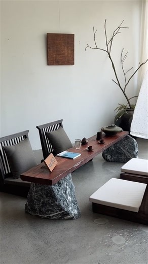 Natural Zen Wood & Stone Tea Table