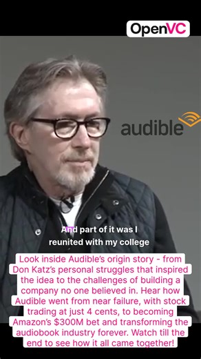 15 years ago, Amazon acquired Audible for $300M cash🎧📖 In 1995, in his 40s, Don Katz founded Audible after a 20-year career as a journalist and author. Challenges Faced: - 1999 IPO: Audible went public just before the dot-com crash. - Stock Plummet: At one point, its stock traded as low as 4 cents per share. - CEO's Death: In 1999, CEO Andrew J. Huffman unexpectedly passed away. - Profitability Delay: It took 10 years before Audible turned a profit. Early Investors & Returns: - Tim Mott (Co-fo