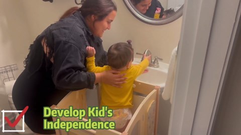 Toddler Tower Foldable Toddler Kitchen Stool Helper with 2 Step Stool, Safety Net, Adjustable Height, Chalk-Whiteboard& Montessori Activity