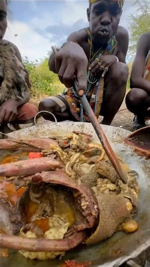 African Hunters Cook Fresh Kill in Jungle 😱 Real Survival Life#shorts