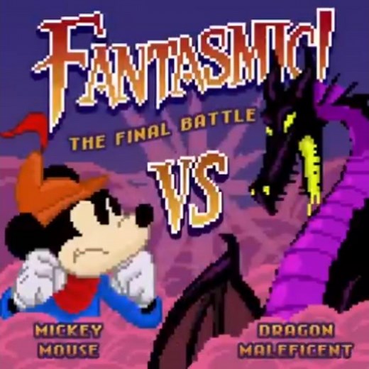🐉Maleficent VS Mickey Mouse🗡️in this 8-bit rendition of Fantasmic!✨animated 8bit