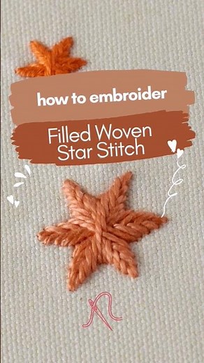 Filled Woven Star Stitch: Step-by-step Video Tutorial #embroidery #embroiderystitches