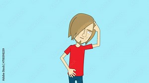 getting idea, man thinking for answer, 2d character animation, decision making
