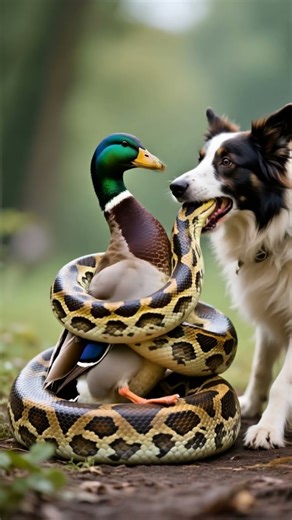 Python Attacks Duck… But a Brave Dog Jumps In! 😱🐍🦆🐶