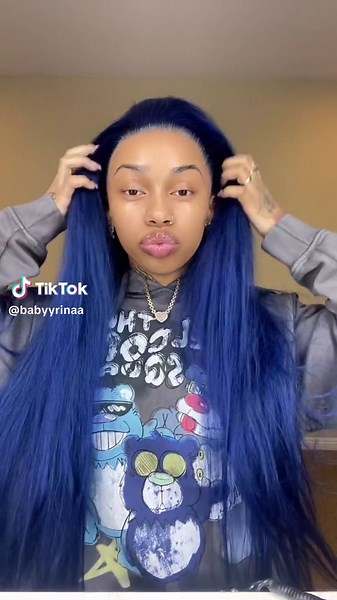 30-Inch Dark Blue Wig Installation by Rina's Hair Salon