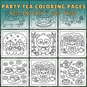 Bold and Easy Tea Party Coloring Pages: 100  Printable Coloring Sheets PDF