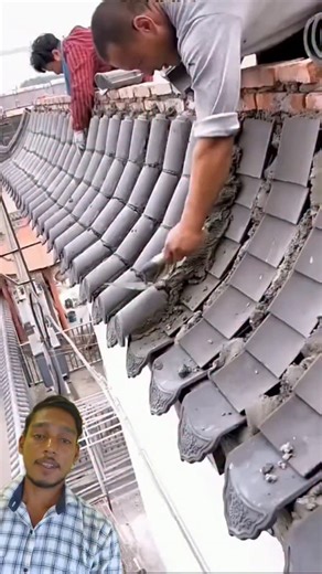 Sahil Sk on Instagram: "Sloping roof taile installation #viralvideoシ #construction #fbreels #viralvideos"