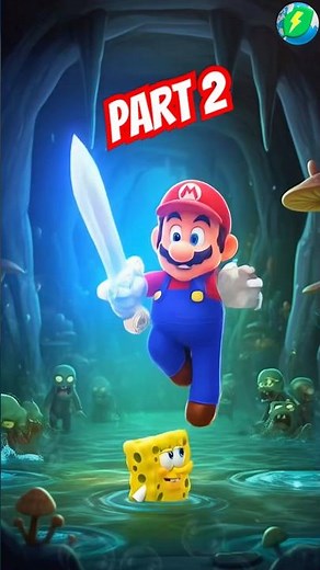 FUNNY Super Mario and Spongebob Squarepants vs Zombie Part 2 #shorts #supermario #pargame