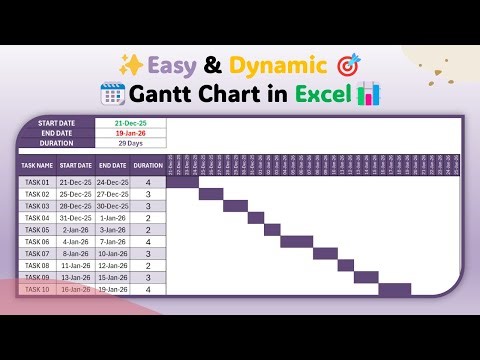 Simple & Dynamic Gantt Chart in Excel 📊🗓️⚡#excel #ganttchart #education #learning