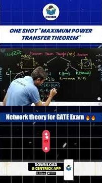 One Shot "Maximum Power Transfer Theorem" || Network theory for GATE Exam 🔥🔥 #gate #gcentrickapp