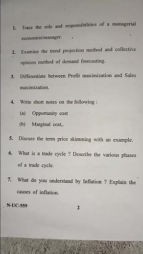MANAGERIAL ECONOMICS MBA 1st sem BU BHOPAL