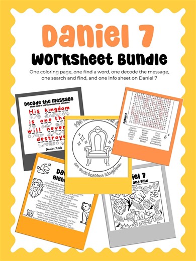 Daniel 7 - Daniel's Vision - Activity Sheet Bundle - Digital Download - Etsy