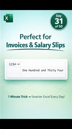 Excel Trick for Invoices 🔥 Convert Numbers to Words Instantly! #Excel #Shorts