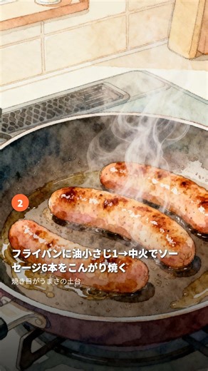 【朝のご馳走】ソーセージとキャベツの焦がしケチャップ目玉焼き｜ワンパン完結 #Shorts