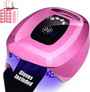 UV LED Nail Lamp,96W Rechargeable Cordless Nail Dryer, 52 Beads Quick Dry with Remote Control,4 Timers,Auto Sensor,Key Sound,Built-in Cooling Fan,Professional Gel Polish UV Light (Pink)
