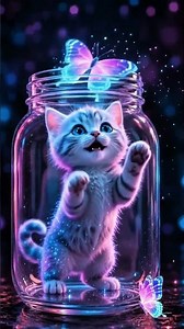 Magical Neon Kitten & Glowing Butterfly 🐱🦋 #Shorts