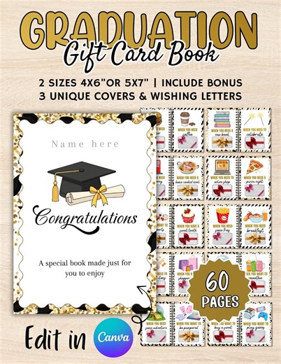 Editable College Gift Card Book Template, Graduation College Gift Card Book Template, College Care Package,last Minute Grad Gift Card Holder - Etsy