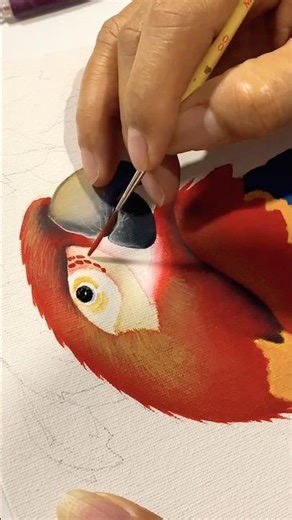 Painting a Macaw using Acrylic paint on Canvas #painting #acrylicpainting #watercolor #macaw #birds