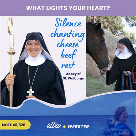 @buoyantellen on Instagram: "Twenty miles from where we lived in Laramie, Wyoming sits Walburga Abbey. The first time I went there, I thought I'd stumbled onto the movie set of The Sound of Music. Mountains. Nuns in full habit. The whole thing. These women—oh, these women. They're a contemplative order. They pray. They chant. But they're also farmers and businesswomen. They raise cows and offer for sale the best ground beef you'll ever taste. Cheese! Always in our fridge. Real, actual products f