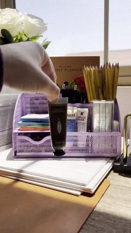 Annova Mesh Desk Organizer Rotate with 5 Compartments Round Spinning Tidy Candy/Pen Holder Desk Accessories Office, Art Supply, Storage, Classroom, Home (Light Purple)