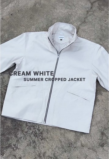 Cream white summer cropped jacket #honneteclo #clothingbrand #fashion #madeinnepal #style #premiumquality #croppedjacket #summeroutfit